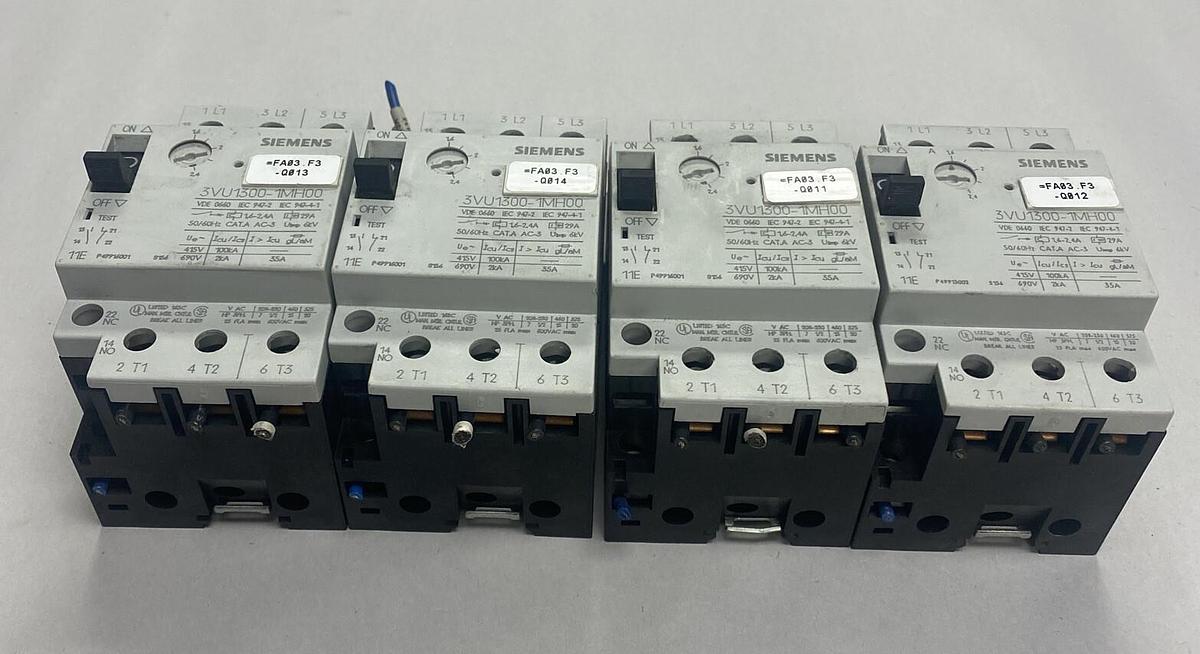 Used Siemens,3VU1300-1MH00,Motor Starter Protector 1.6-2.4 Amp Lot Of 4