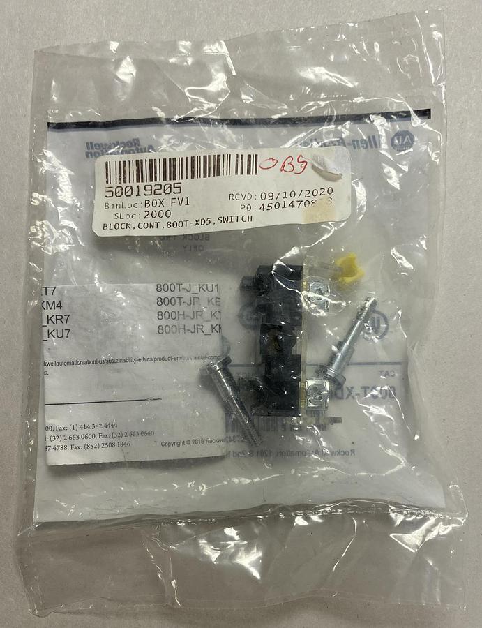 Used ALLEN BRADLEY,800T-XD5,SER E CONTACT MINI BLOCK NEW