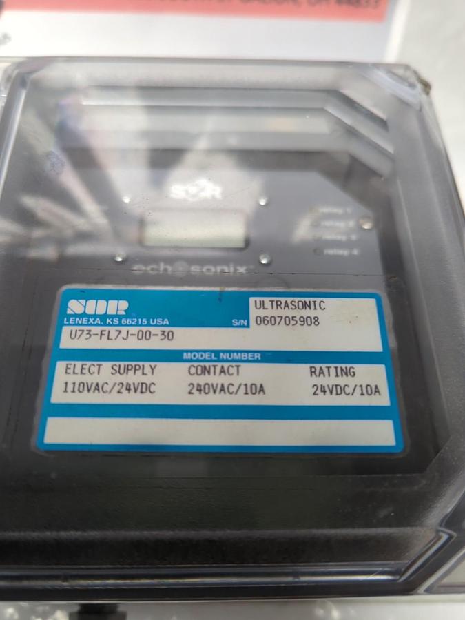 Used SOR,U73-FL7J-00-30,ULTRASONIC TRANSMITTER ELECTRIC SUPPLY 110V/24VDC 240VDC 10A