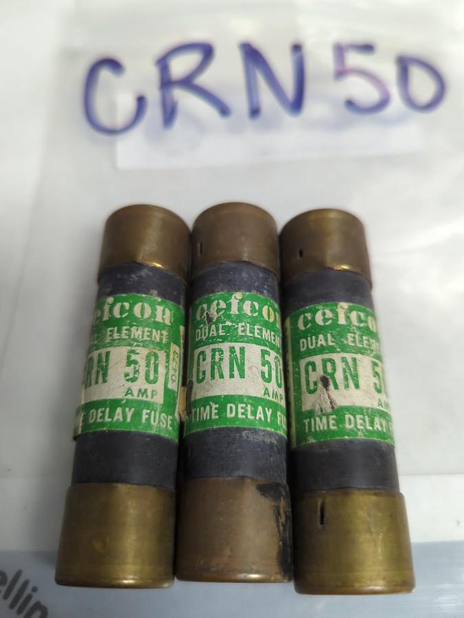 Used CEFCON,CRN-50,DUAL ELEMENT 50 AMP FUSE LOT OF 3 PRE-OWNED