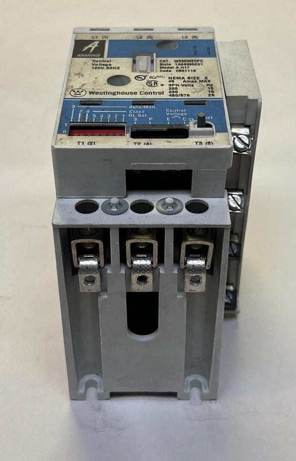 Used WESTINGHOUSE,W200M2CFC,ADVANTAGE STARTER SIZE 2 45A 120V COIL