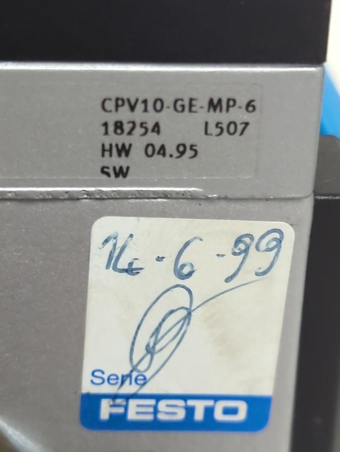 Used FESTO,CPV10-GE-MP-6,PNEUMATIC VALVE MANIFOLD 18254 PRE-OWNED