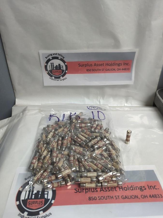 Used LITTELFUSE,KLK-10,FAST-ACTING 10 AMP FUSE LOT OF 100 PRE-OWNED
