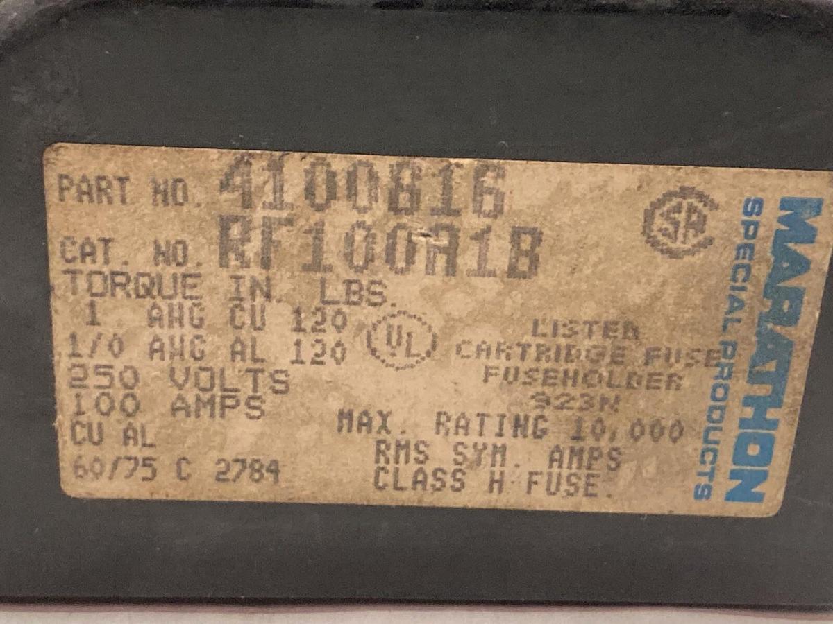 Used Marathon,4100816,Fuse Holder 250V 100A