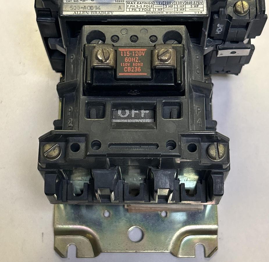 Used ALLEN BRADLEY,500-AOD94,NON REVERSING CONTACTOR SIZE 0 18A 600V
