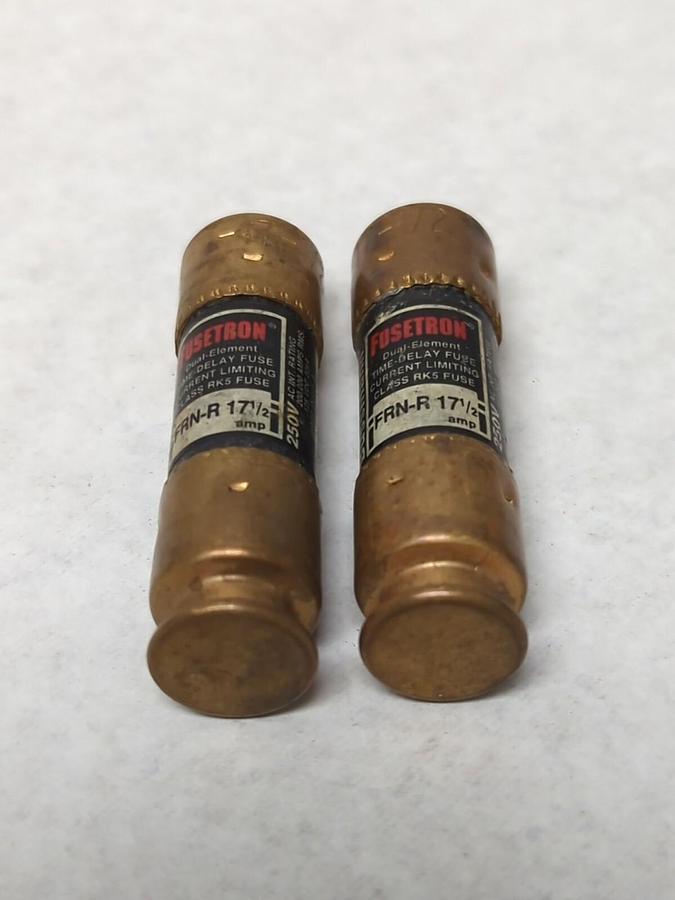 Used COOPER BUSSMANN,FRN-R-17-1/2,FUSETRON 17-1/2 AMP FUSE LOT OF 2 PRE-OWNED