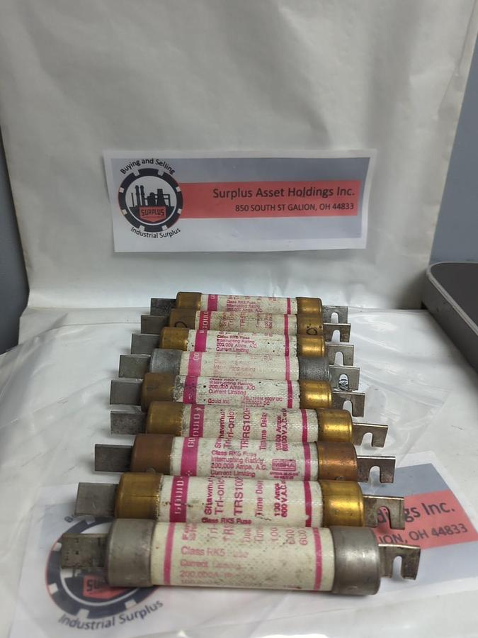Used GOULD SHAWMUT,TRS100R,TRI-ONIC 100 AMP FUSE LOT OF 9 PRE-OWNED