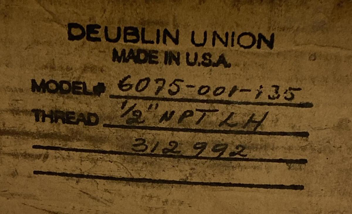 Deublin,6075-001-135,1/2 INCH NPT LH NEW