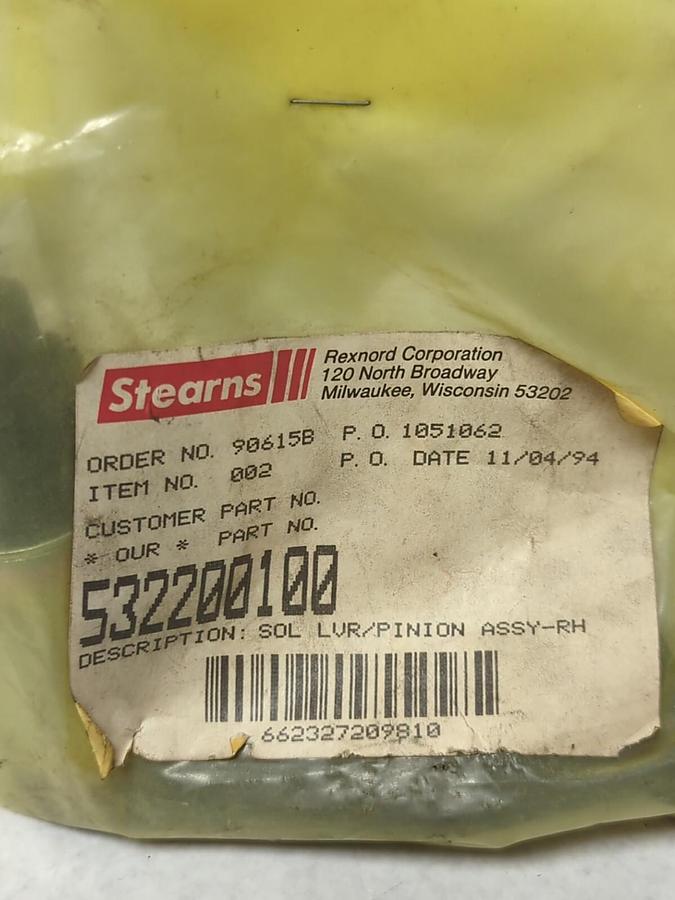 STEARNS,532200100,SOL LVR/PINION ASSY-RH NOS