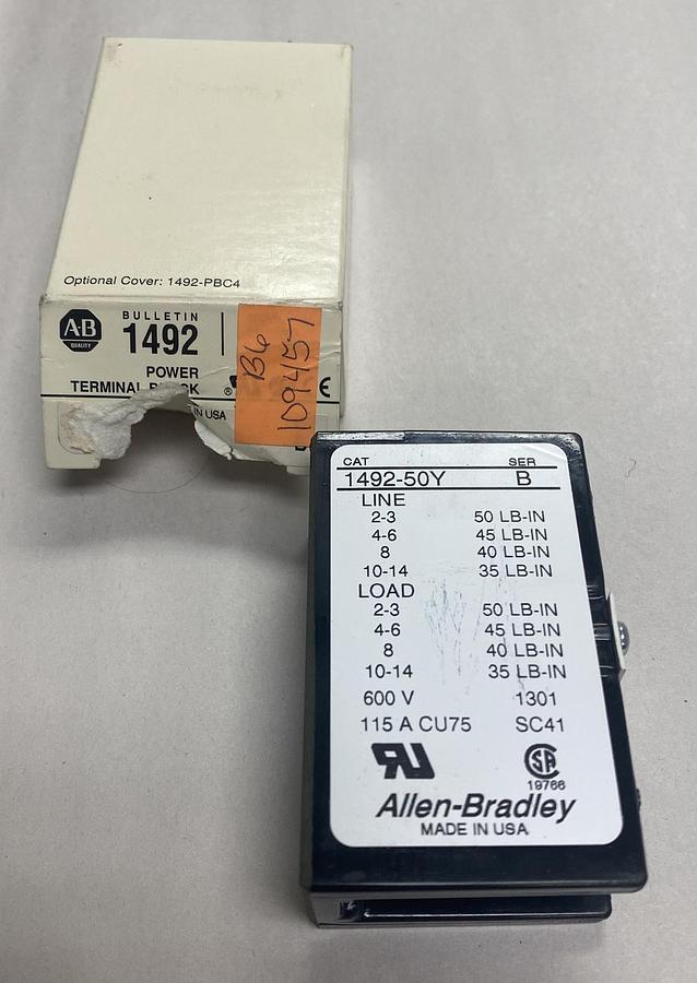 Allen Bradley,1492-50Y,Ser B Power Terminal Block NOS