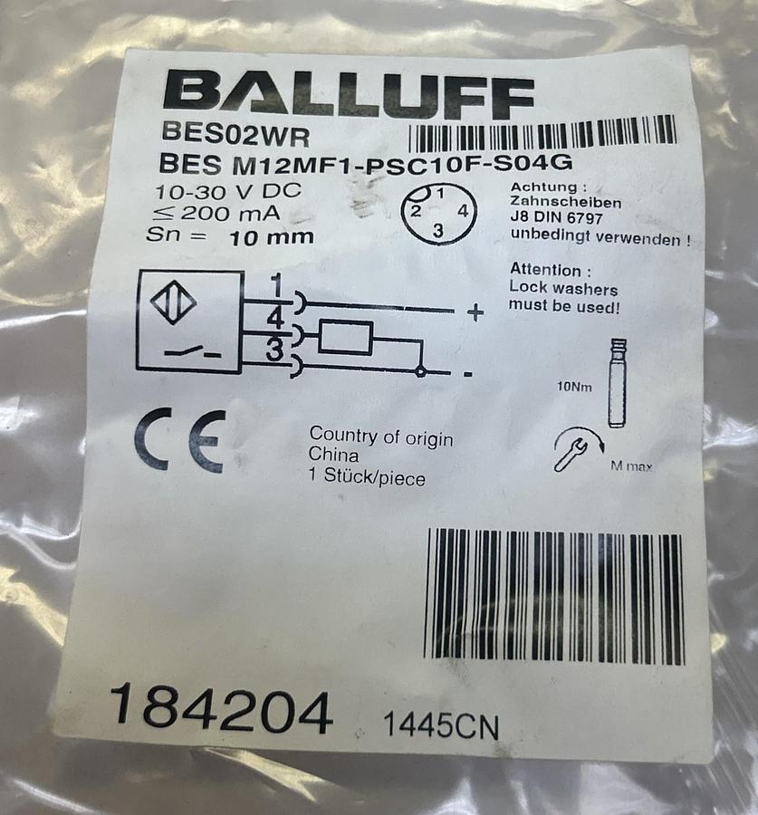 Used BALLUFF,BES M12MF1-PSC10F-S04G,PROXIMITY SENSOR NEW
