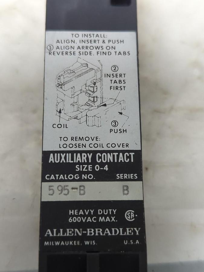 ALLEN BRADLEY,595-B,SERIES B AUXILIARY CONTACT ASSEMBLY NOS