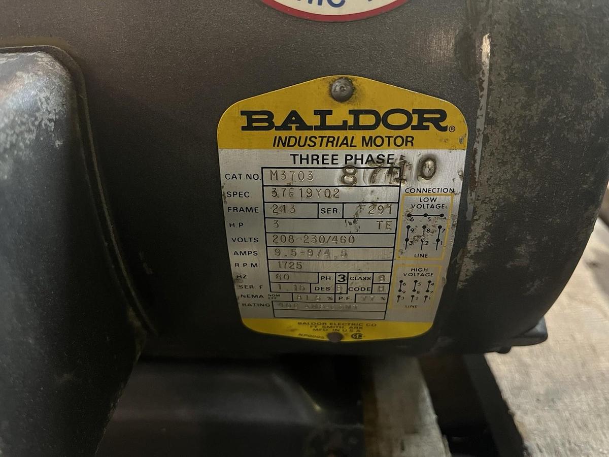 Used BALDOR,M3703,MOTOR 3HP 1725RPM 213 3PH