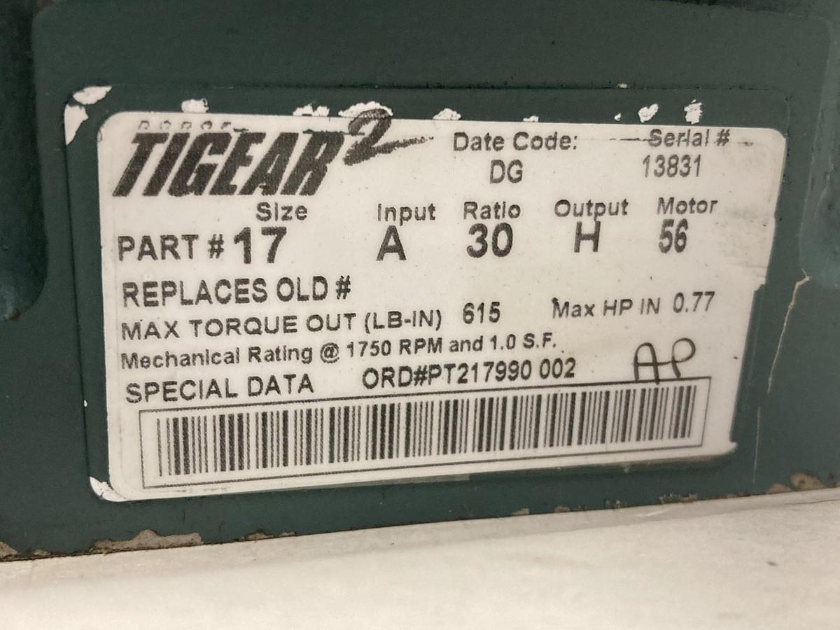 Used Dodge Tigear,PT217990 002,Worm Gearbox Reducer Ratio 30:1 Motor A Size 17