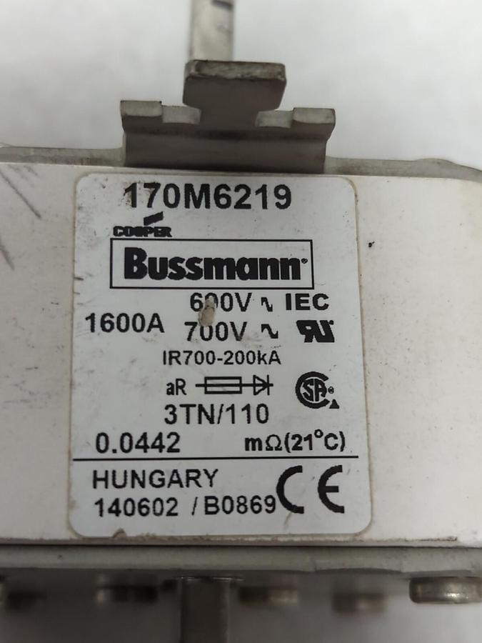 Used COOPER BUSSMANN,170M6219,SQUARE BODY HIGH SPEED FUSE 1600 AMP 600/700V PRE-OWNED