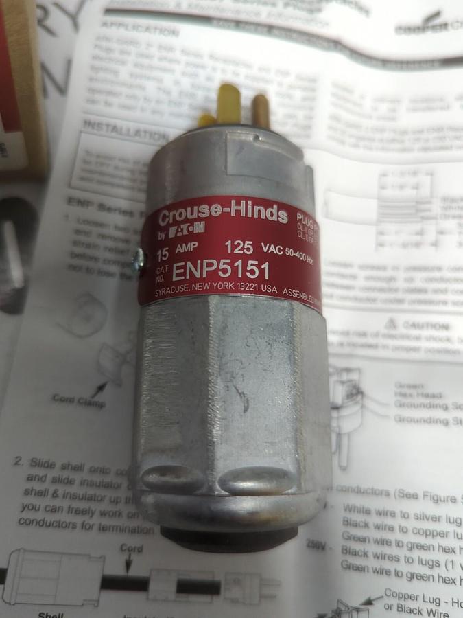 CROUSE-HINDS,ENP5151,EXPLOSION PROOF 15 AMP PLUG NEW