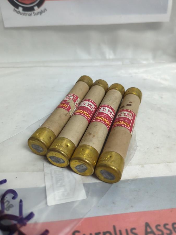 Used COOPER BUSSMANN,FRS-12,FUSETRON 12AMP FUSE LOT OF 4 PRE-OWNED