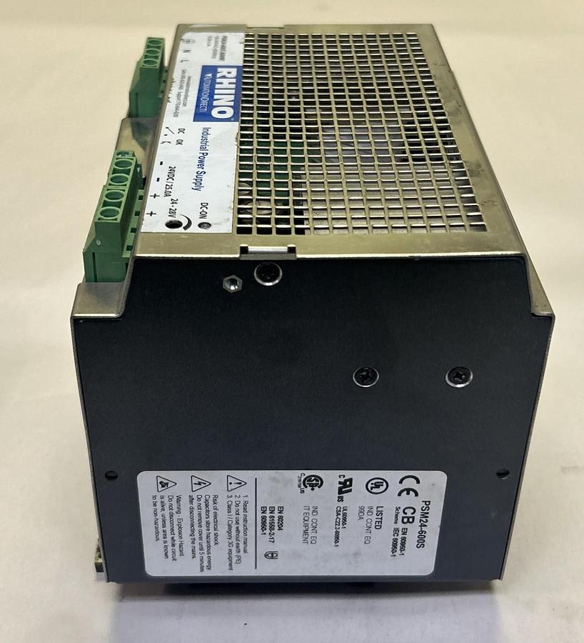 Used RHINO AUTOMATION DIRECT,PSM24-6005,POWER SUPPLY 600W 24VDC 24A
