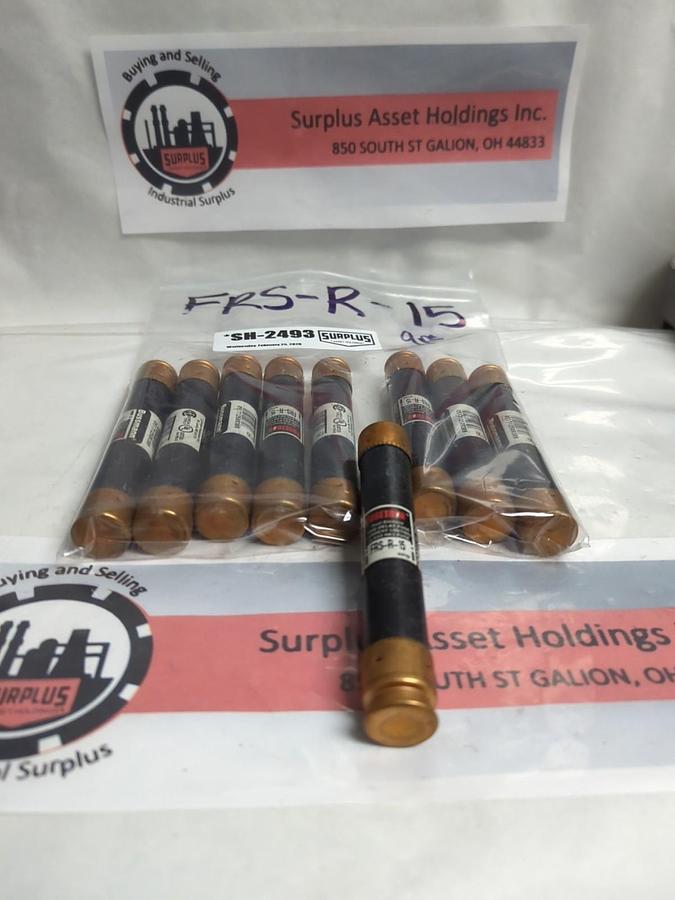 Used COOPER BUSSMANN,FRS-R-15,FUSETRON 15 AMP FUSE LOT OF 9 PRE-OWNED