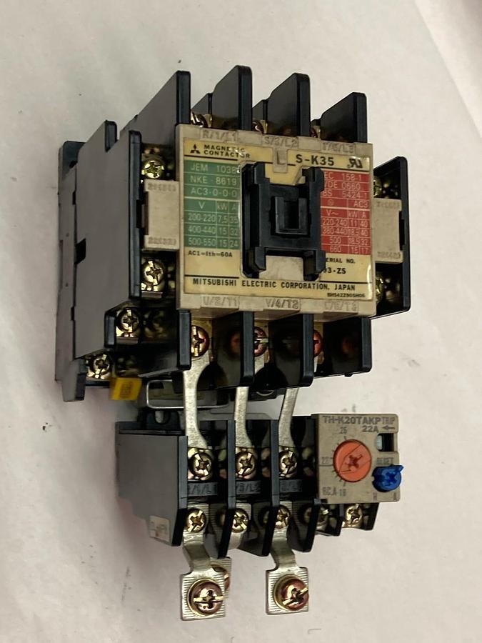 Used Mitsubishi,S-K35,Contactor w/ TH-K20TAKP-22A Solid State Overload Relay