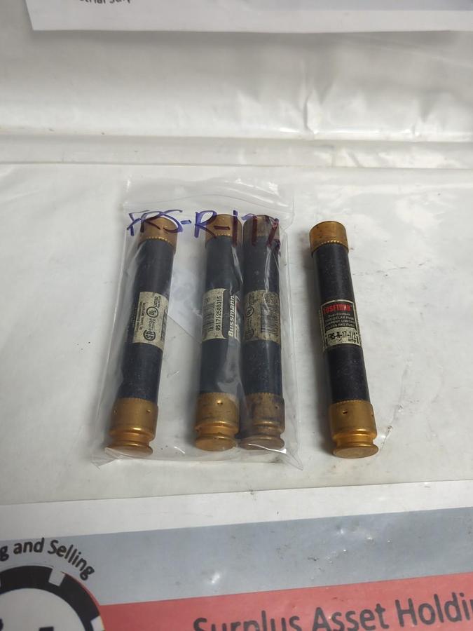 Used COOPER BUSSMANN,FRS-17-1/2,FUSETRON FUSE 17-1/2 AMP LOT OF 4 PRE-OWNED