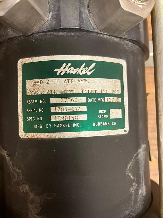 Used HASKEL,AAD-2-C6,AIR AMPLIFIER 150 PSI MAX