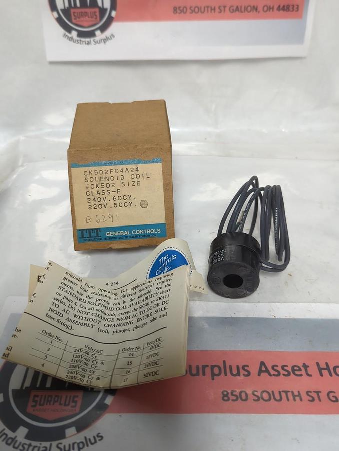 GENERAL CONTROLS,CK502F04A24,COIL 240/220V 60/50CY NOS