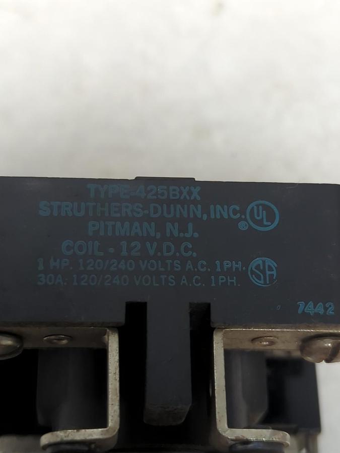Used STRUTHERS-DUNN,TYPE 425BXX,RELAY 1-HP 30 AMP PRE-OWNED