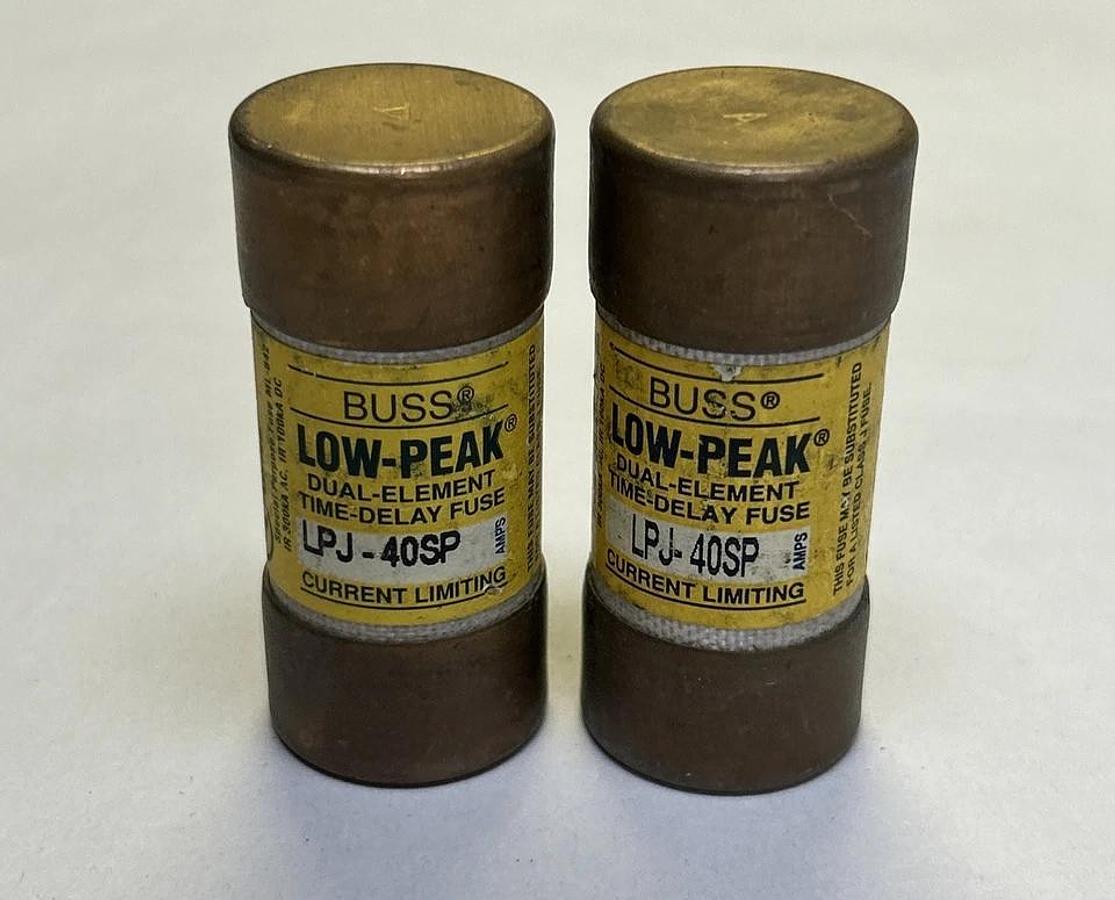 Used BUSSMANN,LPJ-40SP,TIME-DELAY FUSE 40A 600V LOT OF 2