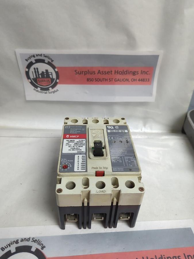 Used CUTLER HAMMER,HMCP150T4,MOTOR CIRCUIT PROTECTOR 150 AMP 600V 3-POLE PRE-OWNED