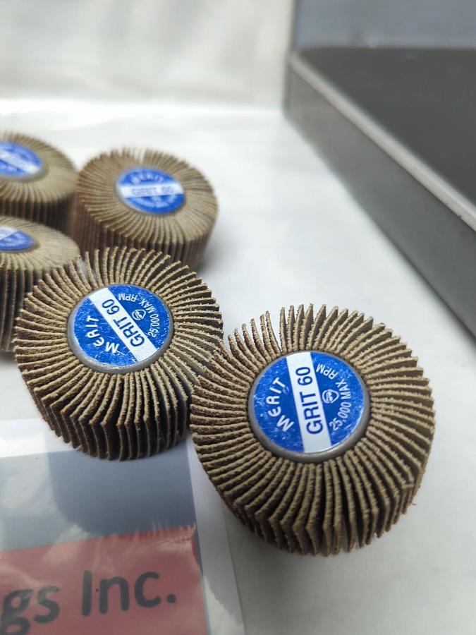 MERIT,33015,MINI WHEEL 2X1X1/4-20 THD 60 GRIT FLAP WHEEL PACK OF 9 NOS