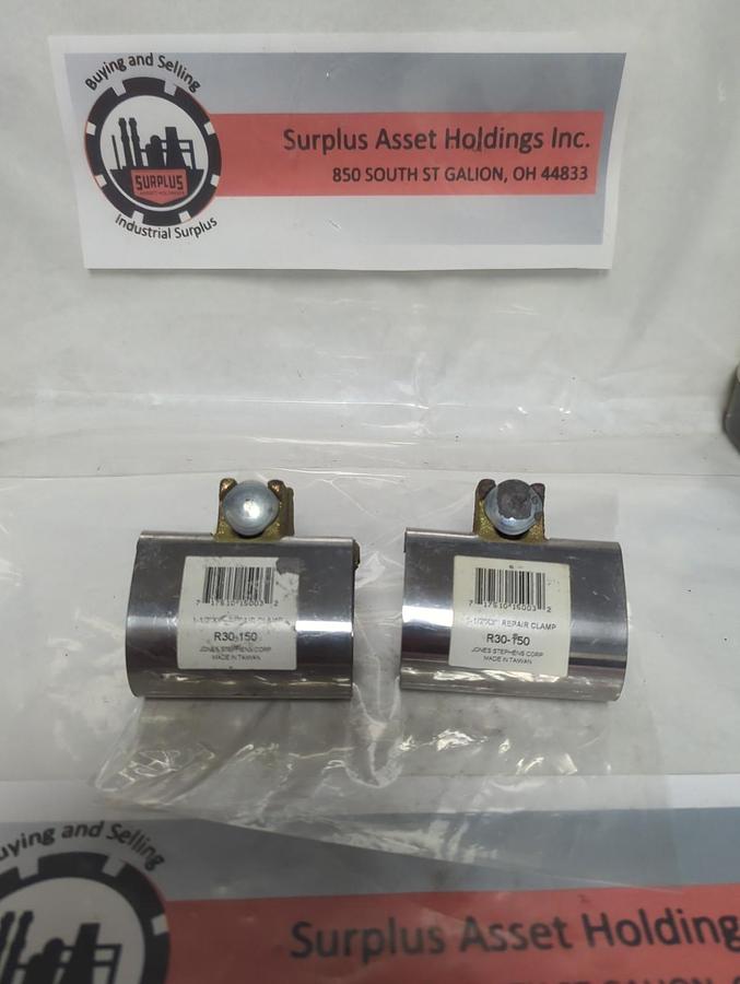 Used JONES STEPHENS,R30-150,REPAIR CLAMP 1-1/2 X 3 INCH LOT OF 2 PRE-OWNED