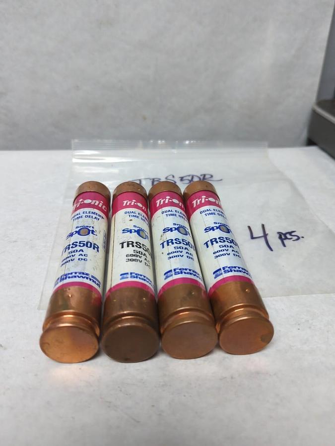Used FERRAZ SHAWMUT,TRS50R,SMART SPOT 50 AMP FUSE LOT OF 4 PRE-OWNED