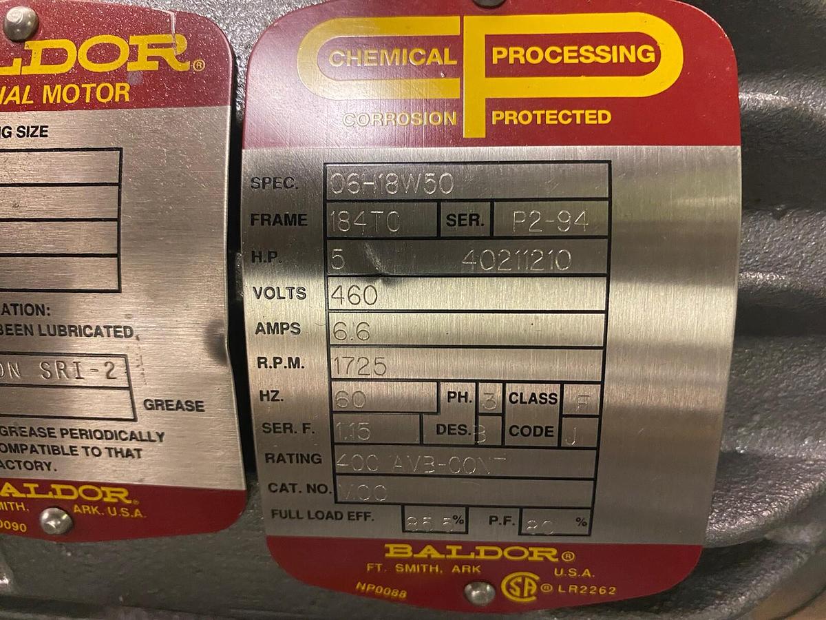 BALDOR,06H18W50, 5HP MARINE DUTY MOTOR 460V 1725 RPM 184TC