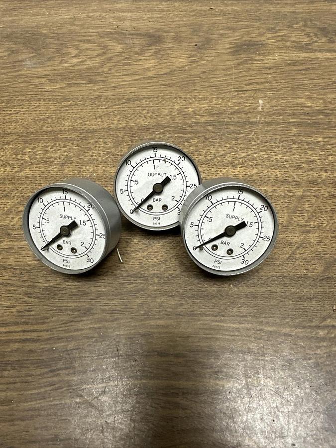 Unbranded,001,0-30 PSI Gauge 1.25" Diameter LOT of 3