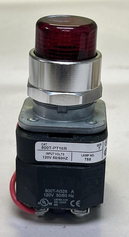 ALLEN BRADLEY,800T-PT16R,RED PUSH TO TEST PILOT LIGHT NOS