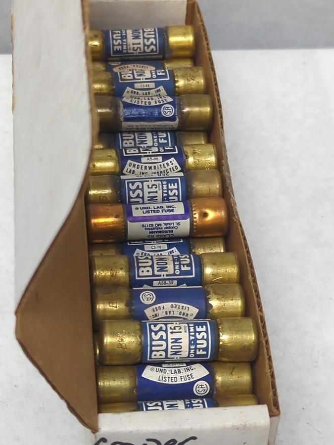 COOPER BUSSMANN,NON-15,ONE-TIME 15 AMP FUSE LOT OF 50 NOS