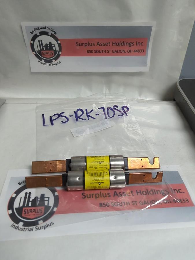 Used COOPER BUSSMANN,LPS-RK-70SP,LOW-PEAK 70 AMP FUSE LOT OF 2 PRE-OWNED