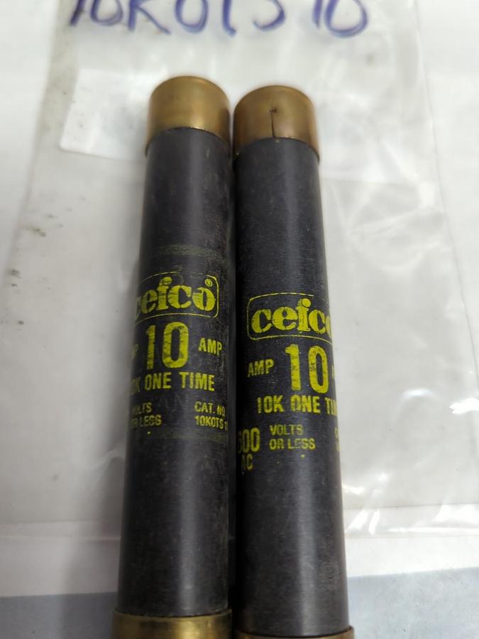 Used CEFCO,10K0TS10,ONE-TIME 10 AMP FUSE LOT OF 2 PRE-OWNED