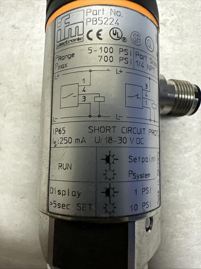 Efector,PB5224,Digital Pressure Sensor 100PSI
