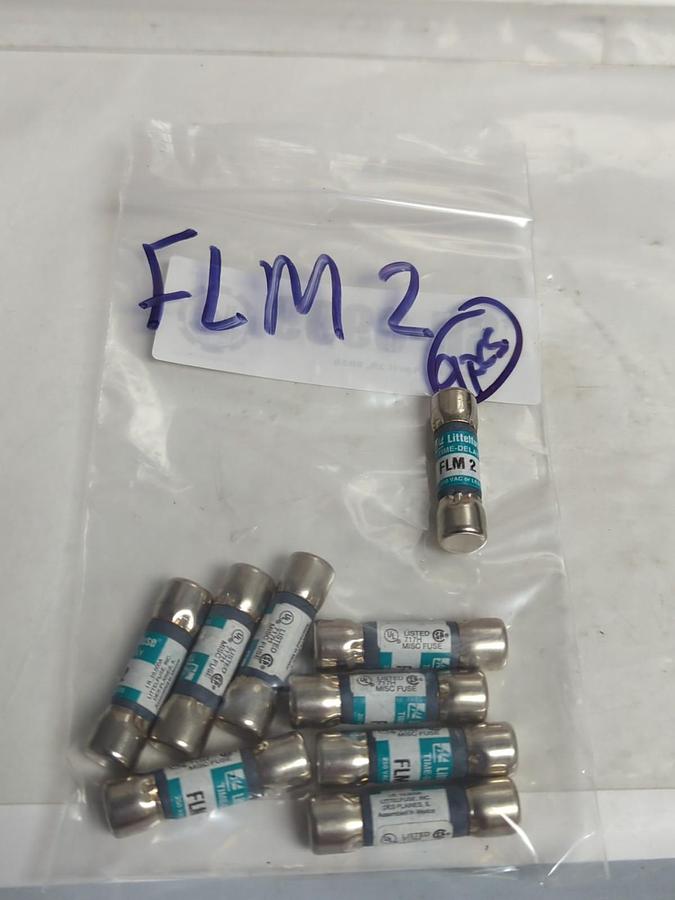 Used LITTELFUSE,FLM2,TIME-DELAY 2 AMP FUSE LOT OF 9 PRE-OWNED