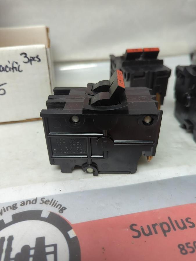 Used FEDERAL PACIFIC,NA215,STAB-LOK CIRCUIT BREAKER 15 AMP 2-POLE LOT OF 3 PRE-OWNED