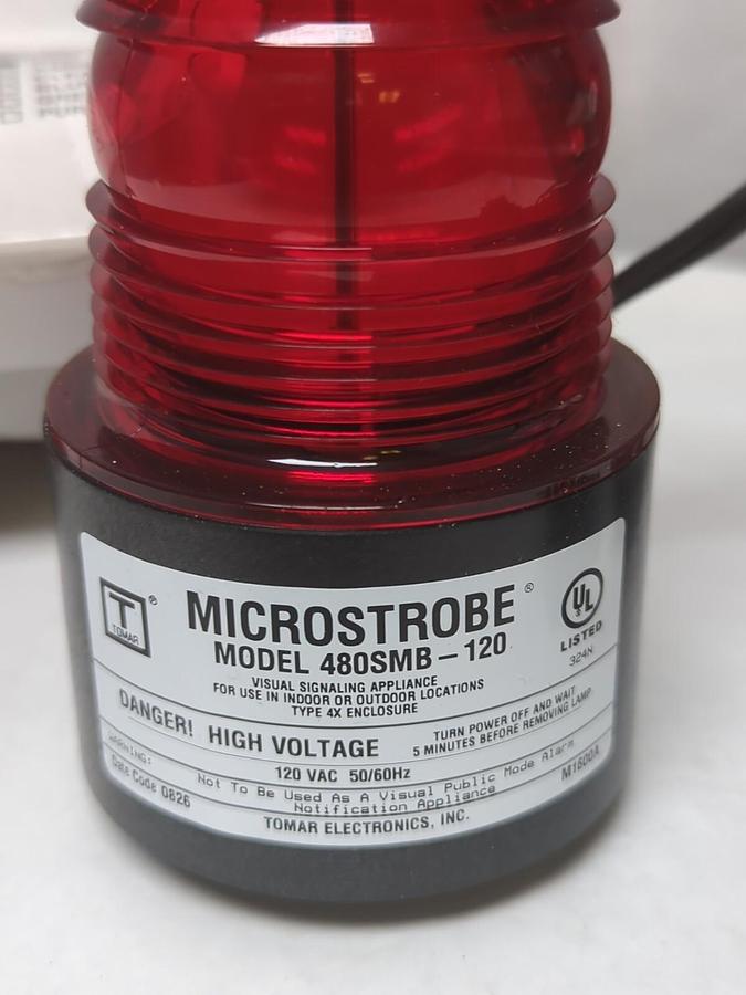 MICROSTROBE,480SMB-120,RED STROB CORDED LIGHT 120V NOS