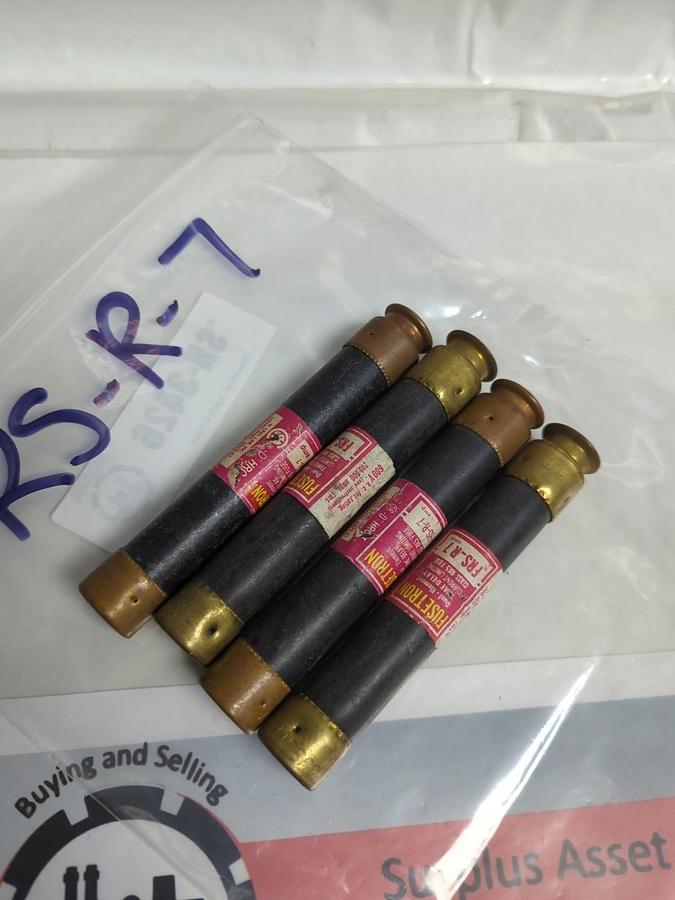 Used COOPER BUSSMANN,FRS-R-7,FUSETRON 7 AMP FUSE LOT OF 4 PRE-OWNED