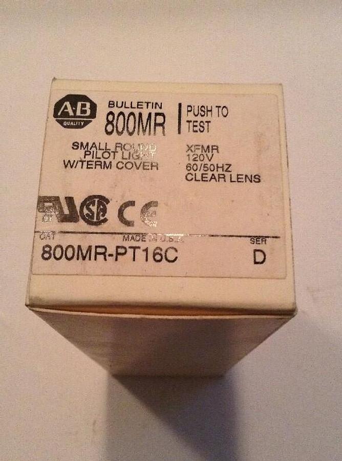 Allen-Bradley,800MR-PT16C,Pilot Light with Term Cover Clear Lens  Series D