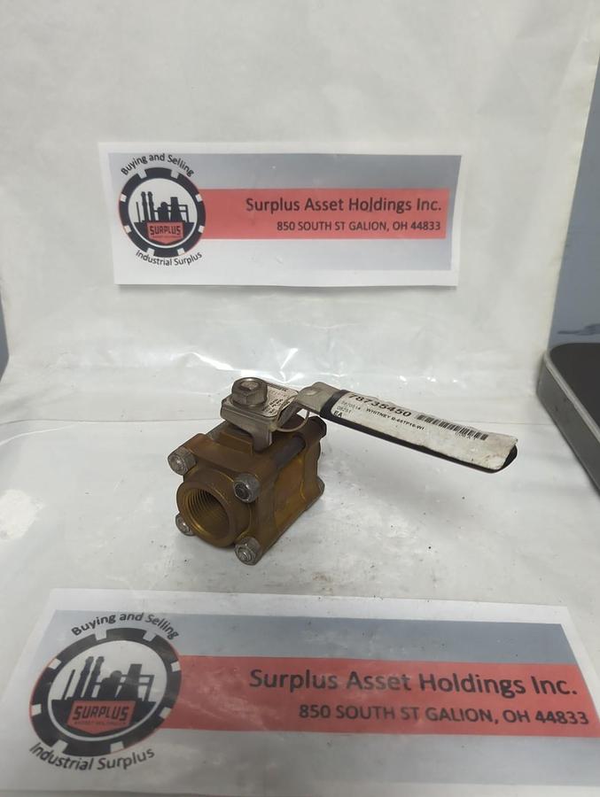 Used WHITEY,B-65TF16-W1,3-PIECE BALL VALVE 1500 PSI PRE-OWNED