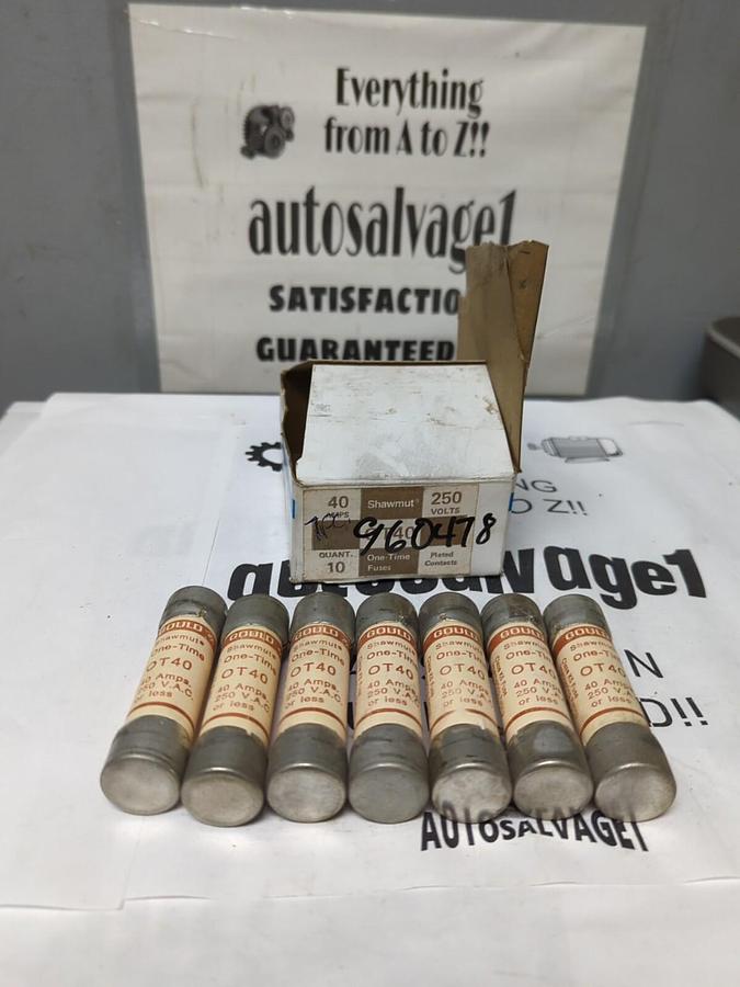 GOULD SHAWMUT,OT40,ONE TIME 40 AMP FUSES BOX OF 7