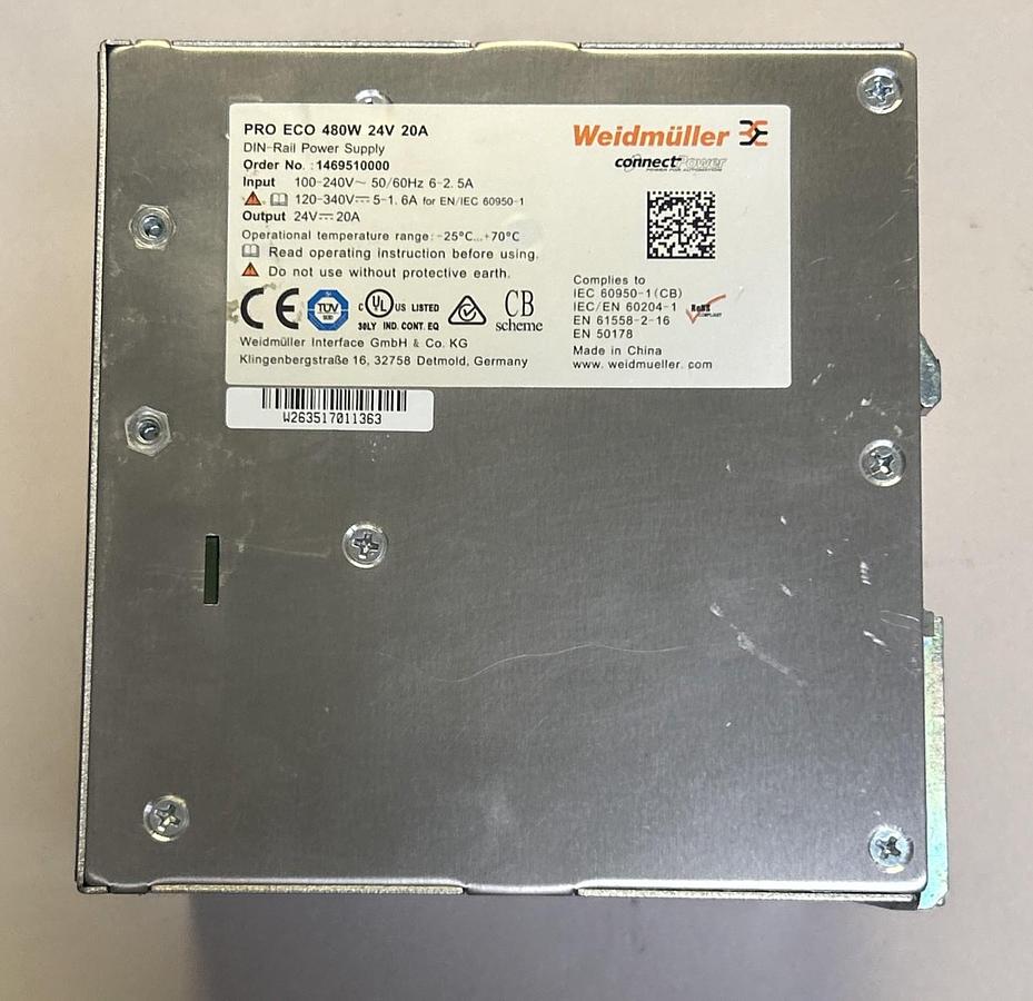 Used WEIDMULLER,1469510000,DIN RAIL POWER SUPPLY 480W 25V 20A