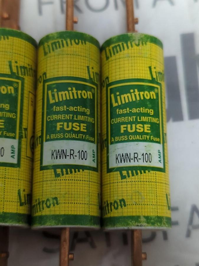 LIMITRON,KWNR100,100 AMP FAST-ACTING FUSE LOT OF 3 NOS