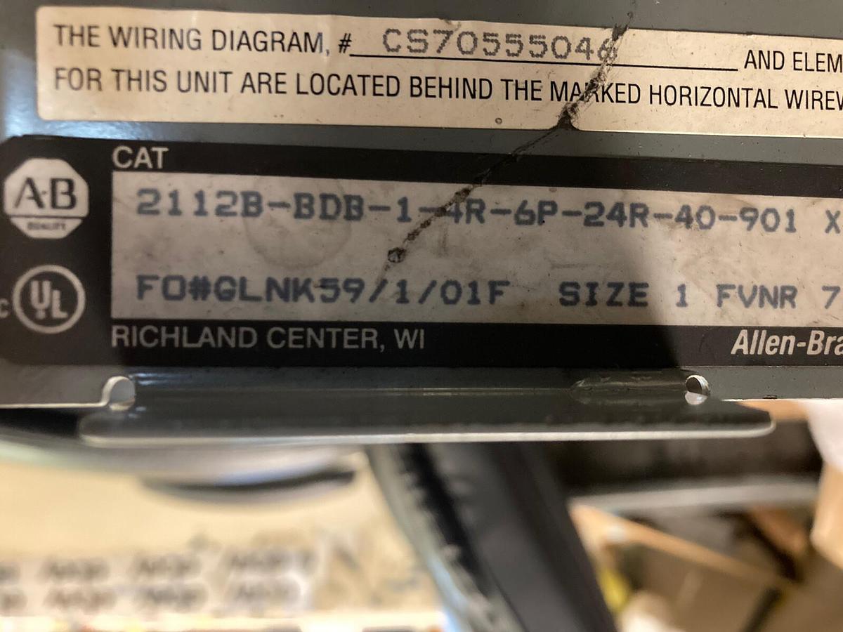 Used Allen-Bradley,2100 2112B,Size 1 Fused MCC 12 INCH Starter Bucket